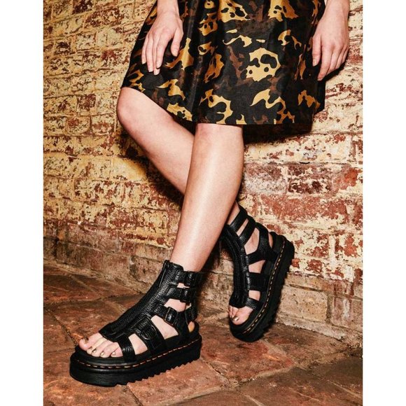 Doc Martens Olson Black Leather Sandals Women's Sizes - Picture 1 of 5